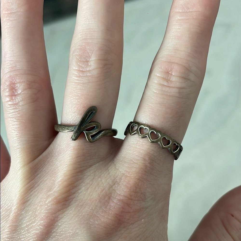 Elegant Heart and Initial Ring Set